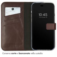 Selencia Cover a libro in vera pelle Apple iPhone 14 Pro Max - Marrone