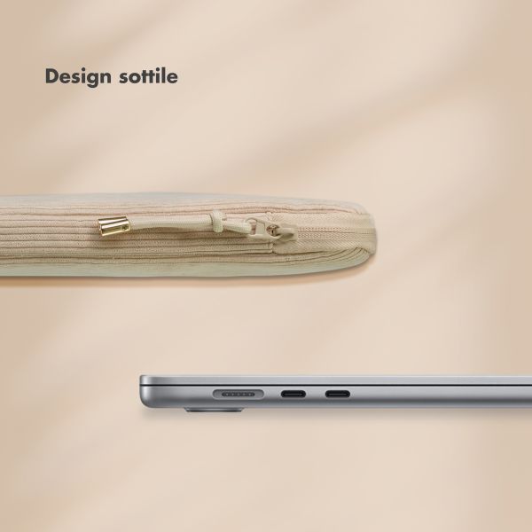 Selencia Cover per laptop in velluto a coste 13-14 pollici - Laptopsleeve - Beige