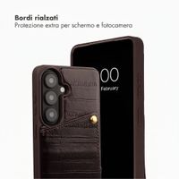 Selencia Nova cover posteriore in vera pelle con portacarte Samsung Galaxy S26 - Dark Chocolate