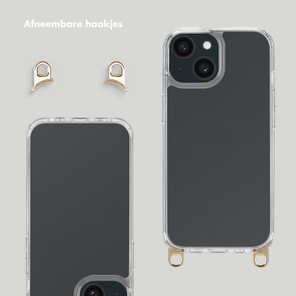 Selencia Cover trasparente con ganci rimovibili + cinturino da polso con pietre naturali Apple iPhone 13 - Pearl White