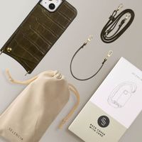 Selencia Cover per telefono Nova Croco con cordino e portacarte Apple iPhone 14 / 13 - Dark Olive