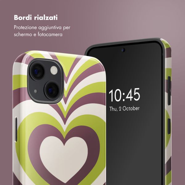 Selencia Cover posteriore Vivid con MagSafe Apple iPhone 13 - Double Hearts Plum Fern