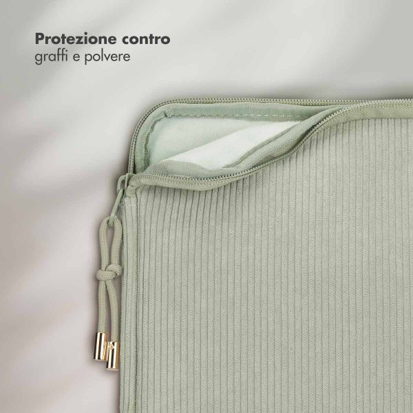 Selencia Cover per laptop in velluto a coste 15-16 pollici - Sleeve per laptop - Pistache Cream