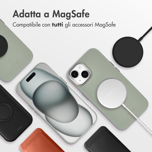 Accezz Cover in Pelle con MagSafe Apple iPhone 15 - Light Grey