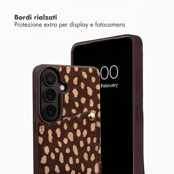 Selencia Nova cover posteriore in vera pelle con portacarte Samsung Galaxy S25 - Fawn Chic