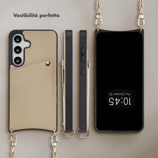 Selencia Cover per telefono Nova con cordino e portacarte Samsung Galaxy S25 / S24 - Beige