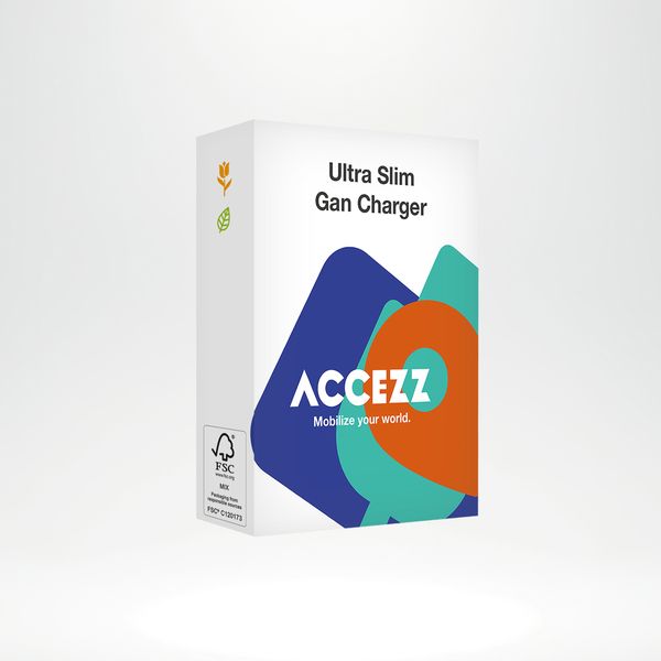 Accezz Caricabatterie GaN Ultra Slim - USB-C - 20 W - Nero