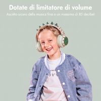 imoshion Cuffie Bluetooth Kids Dino - Cuffie per bambini con limitatore di decibel - Cuffie wireless + cavo AUX - Brown / Orange
