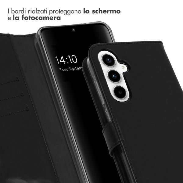 Selencia Cover a libro in vera pelle Samsung Galaxy A55 - Nero