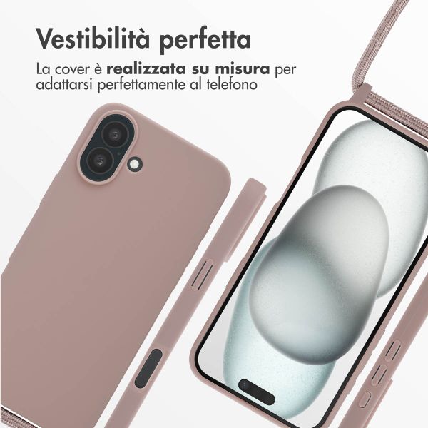 imoshion Cover in Silicone con Cordino Apple iPhone 16 Plus - Sand Pink