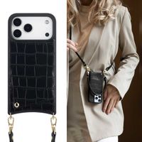 Selencia Cover per telefono Nova Croco con cordino e portacarte Apple iPhone 17 Pro Max - Nero