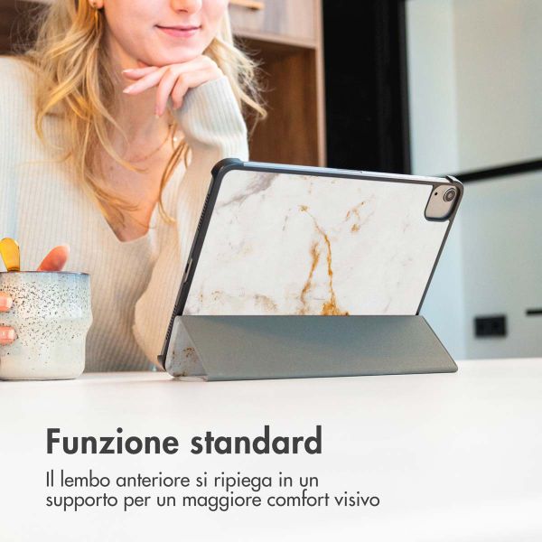imoshion Cover Trifold Design Samsung Galaxy Tab A11 / A9 8.7 pollici - White Marble