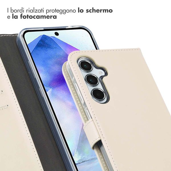 Selencia Cover a libro in vera pelle Samsung Galaxy A55 - Greige