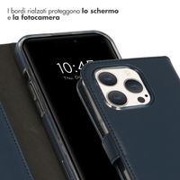 Selencia Cover a libro in vera pelle Apple iPhone 15 Pro - Blu