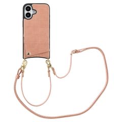 Selencia Cover per telefono Nova Croco con cordino e portacarte Apple iPhone 16 - Old Pink