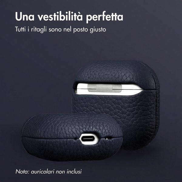 Accezz Cover in vera pelle  Apple Airpods 4 - Blu scuro