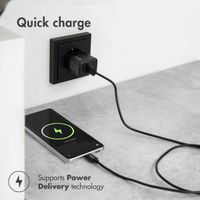 Accezz Caricatore da parete con cavo da USB-C a USB - Caricatore - 20 Watt - 1 metro - Nero