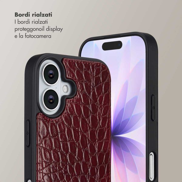 Selencia Cover per telefono Nova Croco con cordino e portacarte Apple iPhone 17 - Burgundy