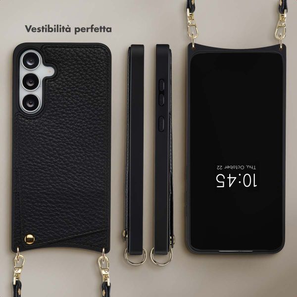 Selencia Cover per telefono Nova con cordino e portacarte Samsung Galaxy S25 FE - Nero