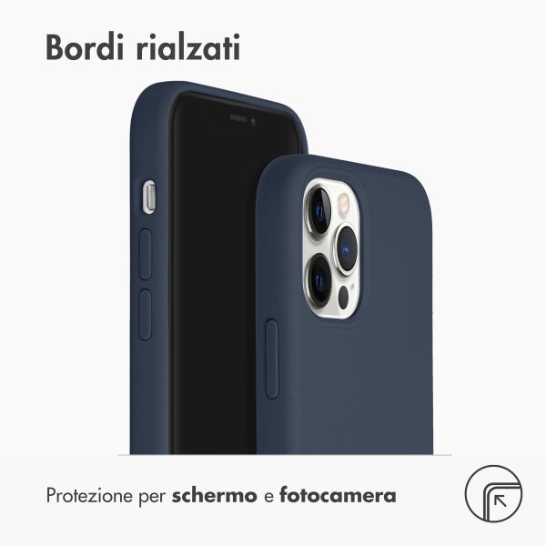 Accezz Cover in silicone liquido con MagSafe Apple iPhone 12 (Pro) - Blu scuro