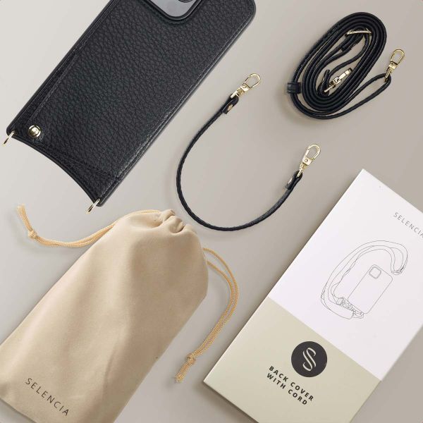 Selencia Cover per telefono Nova con cordino e portacarte Apple iPhone 16 Pro Max - Nero