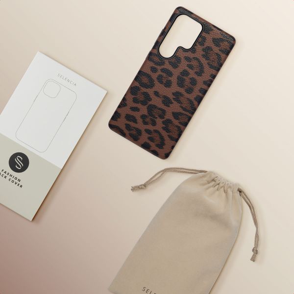 Selencia Cover Sabi Stampa pantera con MagSafe Samsung Galaxy S25 Ultra - Mocha Brown