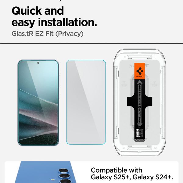 Spigen Vetro temperato privacy GLAStR EZ Fit + Applicatore - confezione da 2 Samsung Galaxy S24 Plus / S25 Plus