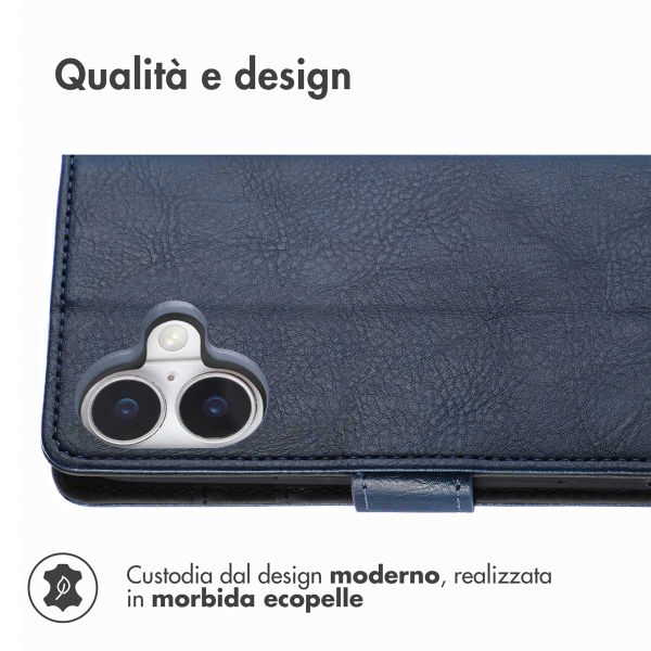 imoshion Cover a libro di Lusso Apple iPhone 16 Plus - Blu scuro