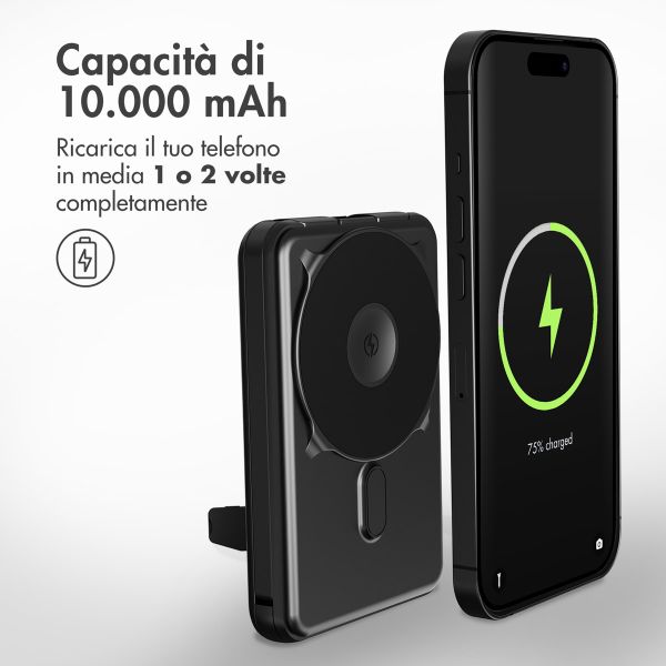 imoshion Powerbank MagSafe 4-in-1 con supporto da 10.000 mAh – Power Delivery – iPhone / AirPods / Apple Watch – Nero