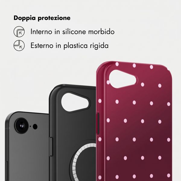 Selencia Cover posteriore Vivid con MagSafe Apple iPhone 17e / 16e - Happy Dots Burgundy