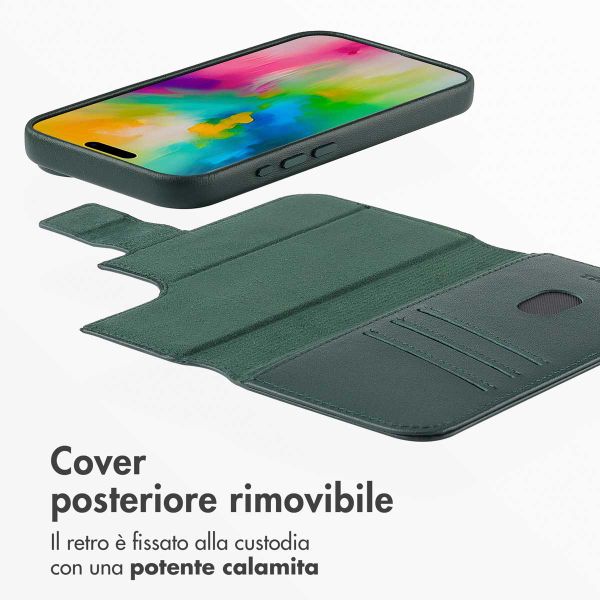 Accezz Cover in pelle 2 in 1 con MagSafe Apple iPhone 16 - Cedar Green