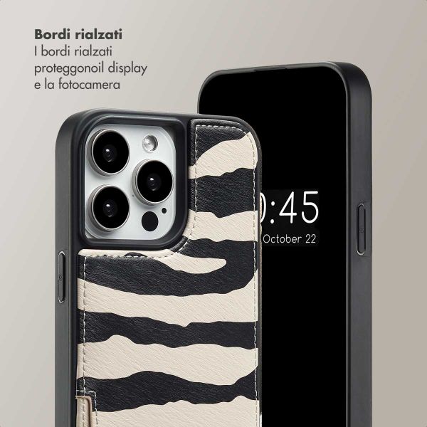 Selencia Cover per telefono Nova con cordino e portacarte Apple iPhone 15 Pro Max - Zazzy Zebra