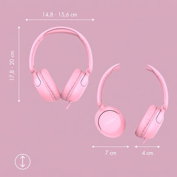 imoshion Cuffie per bambini con filo - cavo AUX - limitatore di decibel - Candy Pink