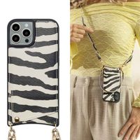Selencia Cover per telefono Nova con cordino e portacarte Apple iPhone 15 Pro - Zazzy Zebra