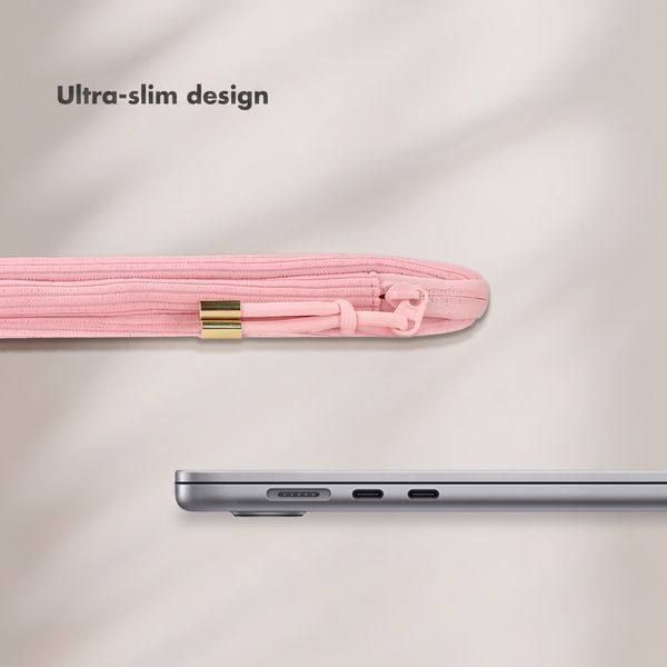 Selencia Cover per laptop in velluto a coste 15-16 pollici - Sleeve per laptop - Soft Blush