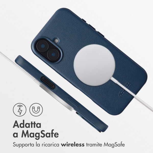 Accezz Cover in Pelle con MagSafe Apple iPhone 16 - Nightfall Blue