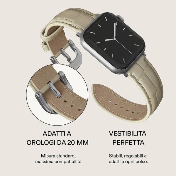 Burga Cinturino in vera pelle Apple Watch | 38/40/41/42 mm - Buttermelt / Silver
