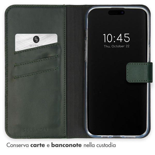 Selencia Cover a libro in vera pelle Apple iPhone 15 Pro Max - Verde
