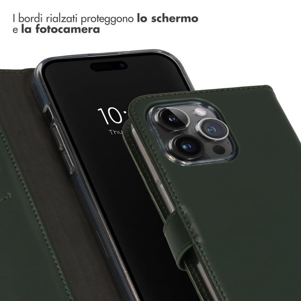 Selencia Cover a libro in vera pelle Apple iPhone 15 Pro Max - Verde
