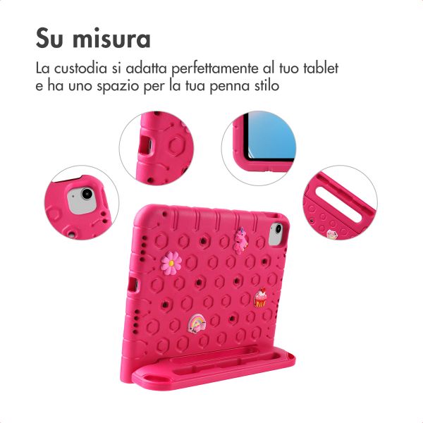 imoshion Cover per tablet a prova di bambino con bambole rimovibili Apple iPad 11 (2025) 11 pollici A16 / iPad 10 (2022) 10.9 pollici - Rosa