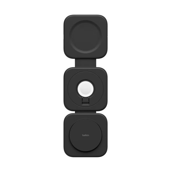 Belkin Stazione di ricarica da viaggio magnetica wireless 3 in 1 con Qi2 da 15 W - Nera