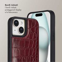 Selencia Cover per telefono Nova Croco con cordino e portacarte Apple iPhone 15 - Burgundy