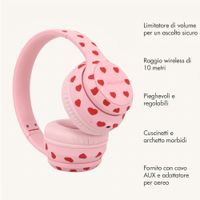 imoshion Cuffie wireless per bambini con LED Light - Limitatore di decibel - Con cavo AUX - Cuoricini