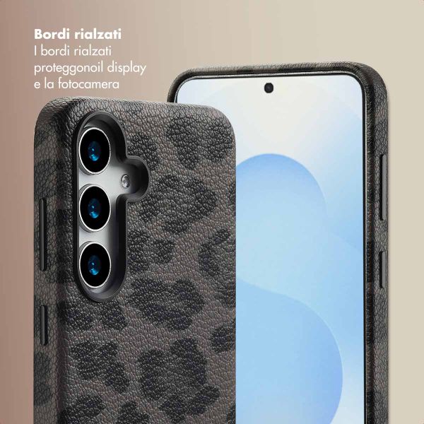 Selencia Cover Sabi Stampa pantera con MagSafe Samsung Galaxy S25 - Midnight Black