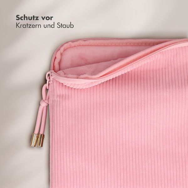 Selencia Cover per laptop in velluto a coste 13-14 pollici - Sleeve per laptop - Soft Blush