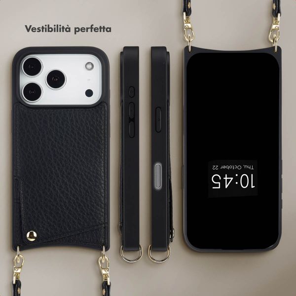 Selencia Cover per telefono Nova con cordino e portacarte Apple iPhone 17 Pro - Nero