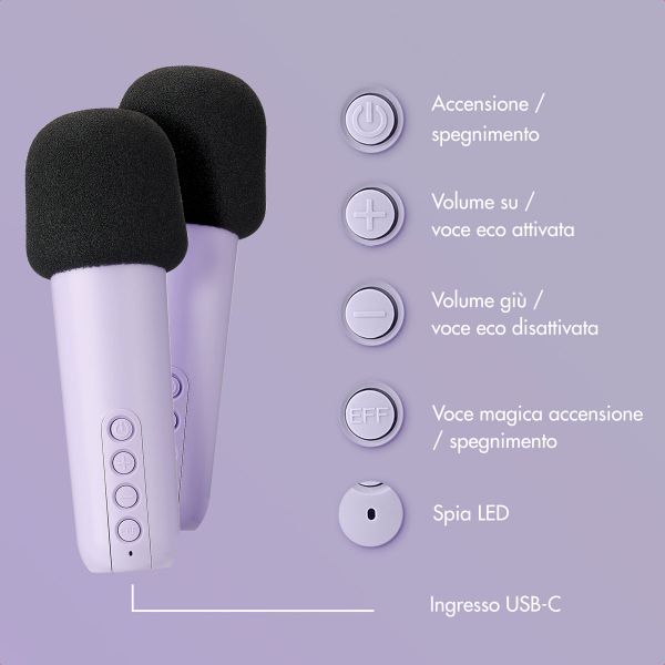 imoshion Sing & Shine Karaoke Set - Altoparlante e 2 microfoni - Lavender Lilac