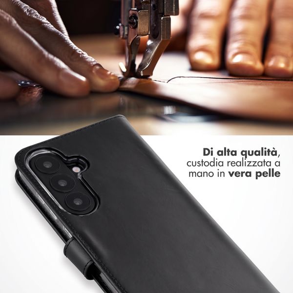 Selencia Cover a libro in vera pelle Samsung Galaxy S26 FE - Nero