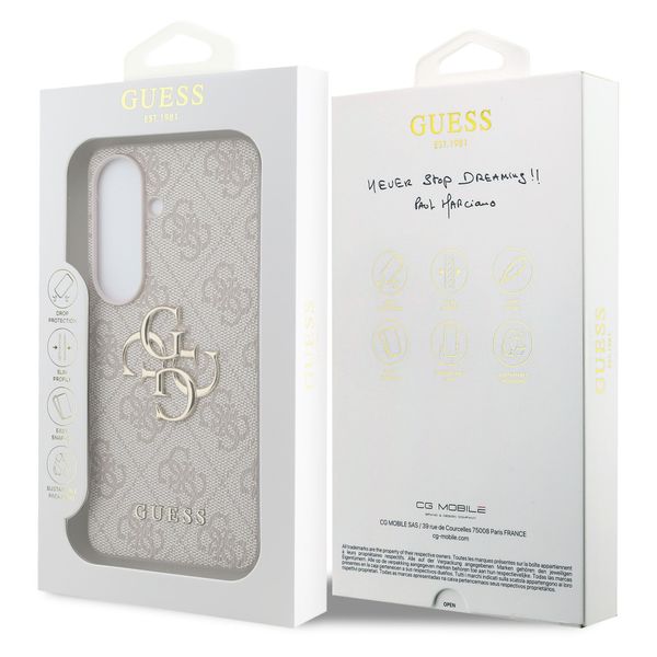 Guess Cover Posteriore con Logo 4G in Metallo Samsung Galaxy S26 Plus - Rosa