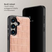 Selencia Cover per telefono Nova Croco con cordino e portacarte Samsung Galaxy S24 - Old Pink